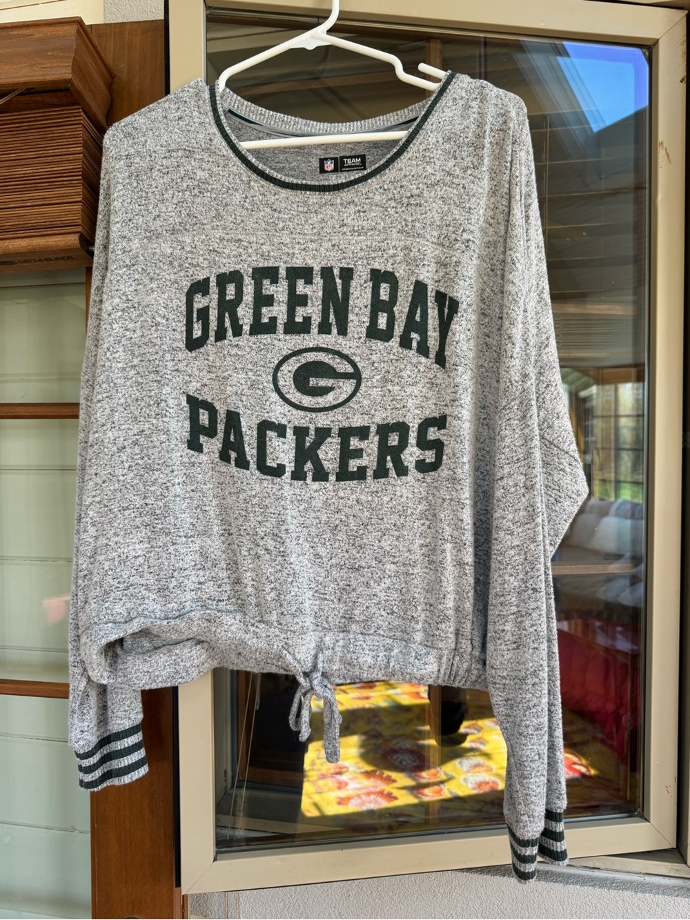 NFL Green Bay Packers Gray Long Sleeve Cropped Tee